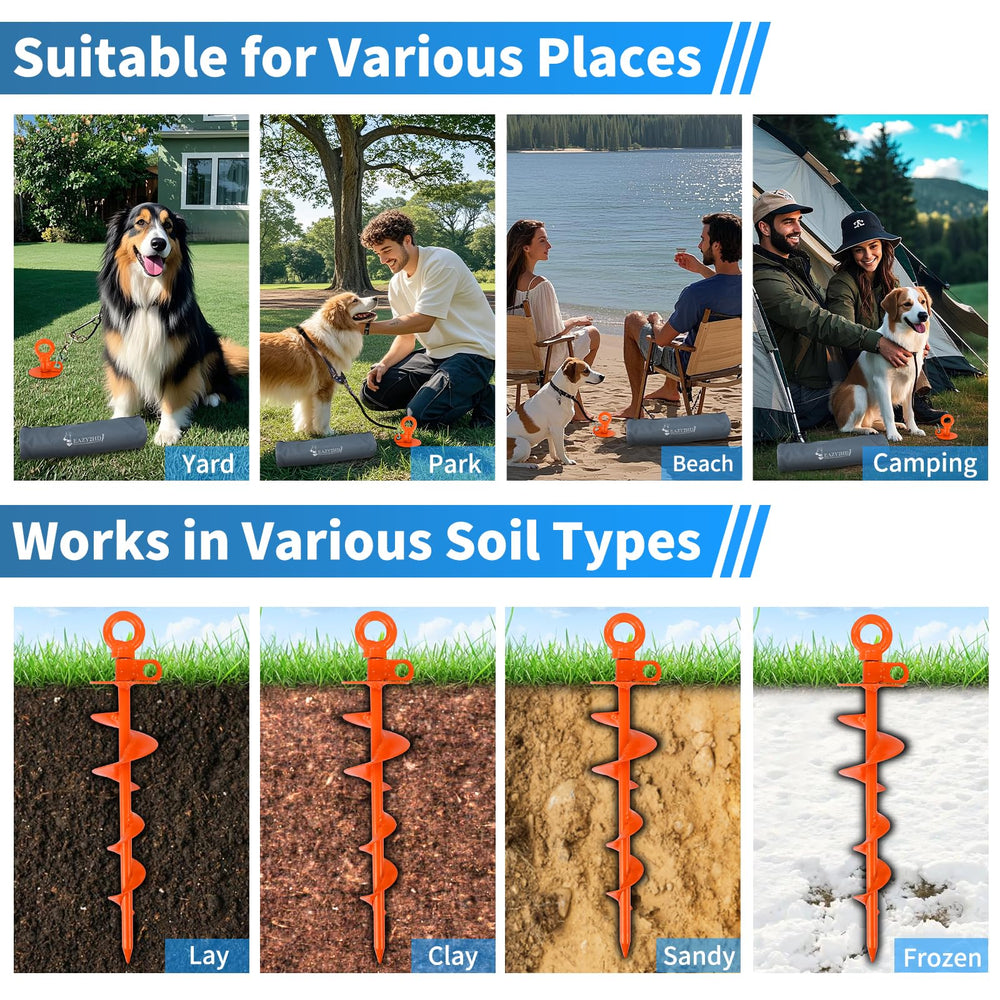 Eazy2hD multi-ground anchor usable in rocky, clay, and sand soils