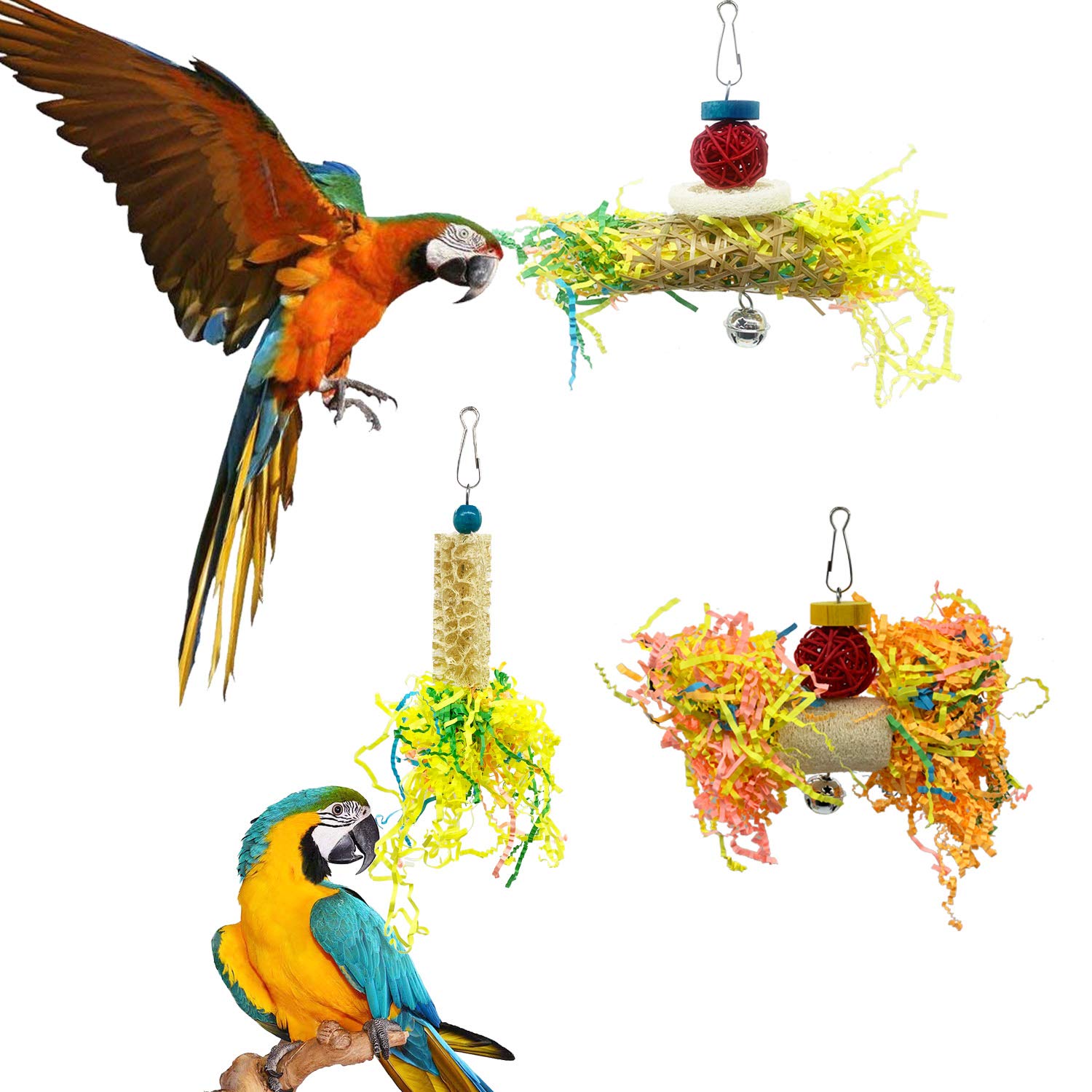 EBaokuup crinkly paper filled toy offers interactive shredding and curiosity for birds.