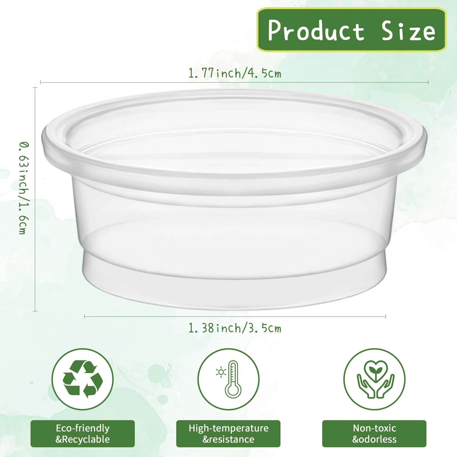 EBOOT reptile feeder cups in clear PET material for clear food visibility.