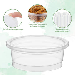 EBOOT small-pet cups measure 4.5 x 3.5 x 1.6 cm, ideal for tiny reptiles.