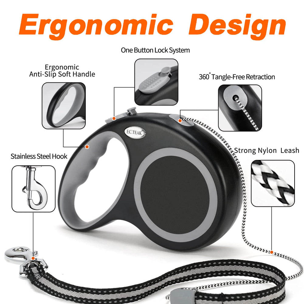 EC.TEAK ergonomic non-slip handle for comfortable long walks with dogs.