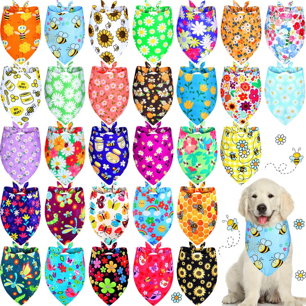 Eccliy spring dog bandana with flower pattern for a stylish sunny-day look.