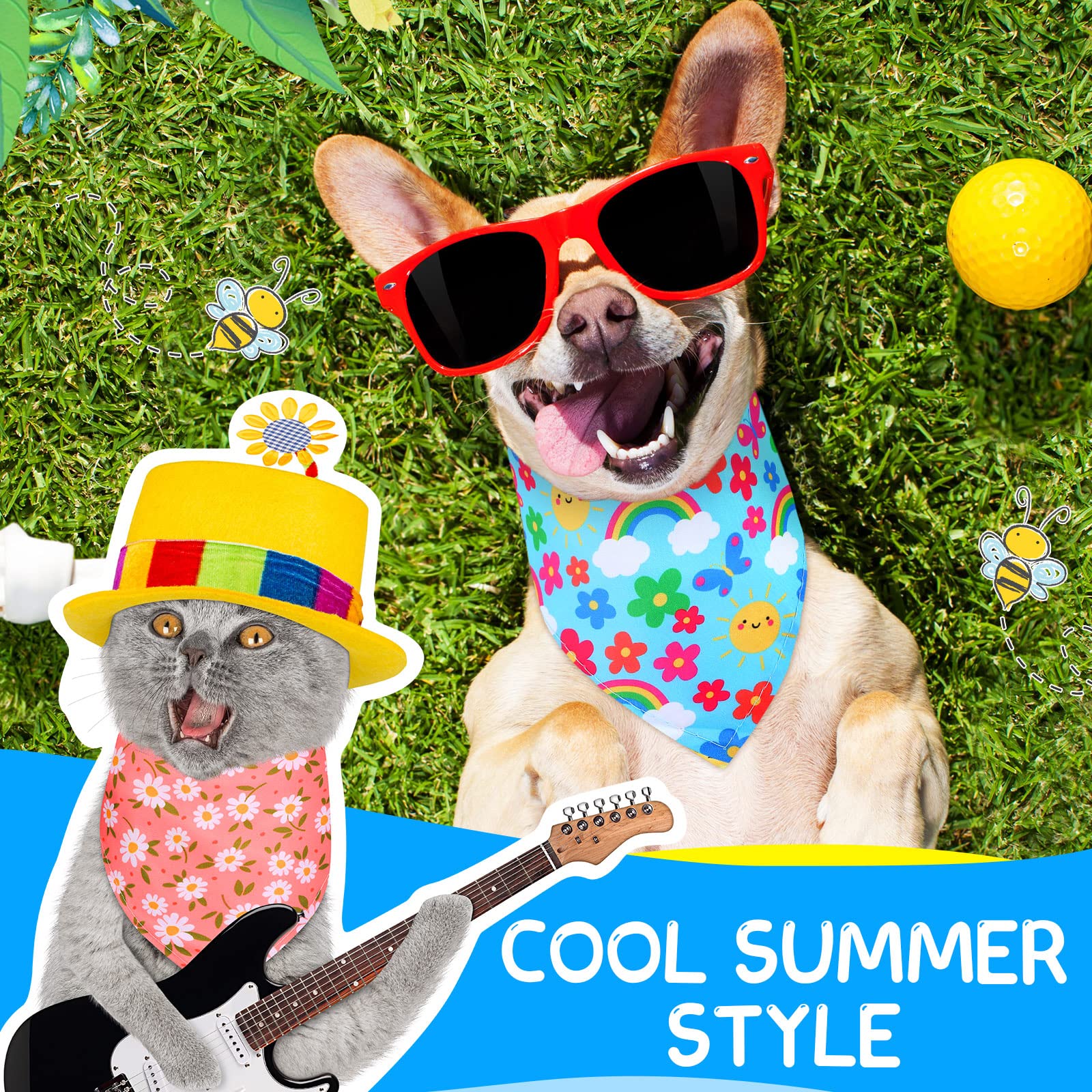 Eccliy dog bandana size 64x43x43 cm fits many dogs.