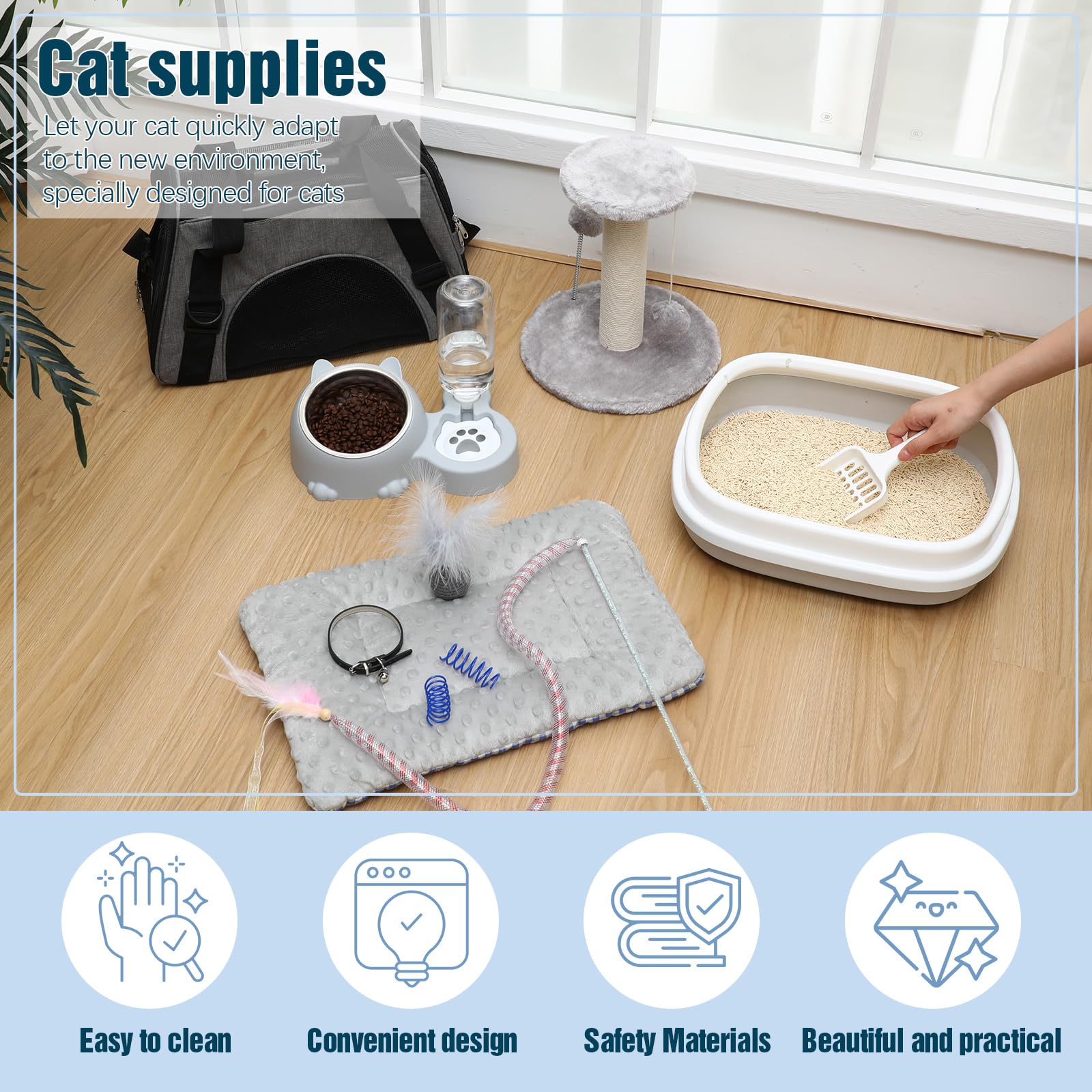 Eccliy kitten starter kit litter box with scoops simplifies cleaning routines