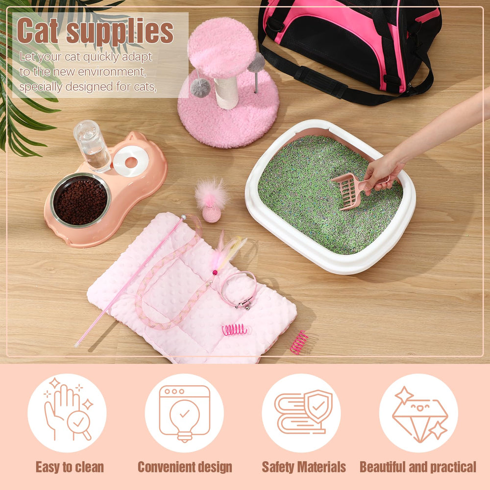 Eccliy kitten starter kit litter box with scoops keeps litter tidy.