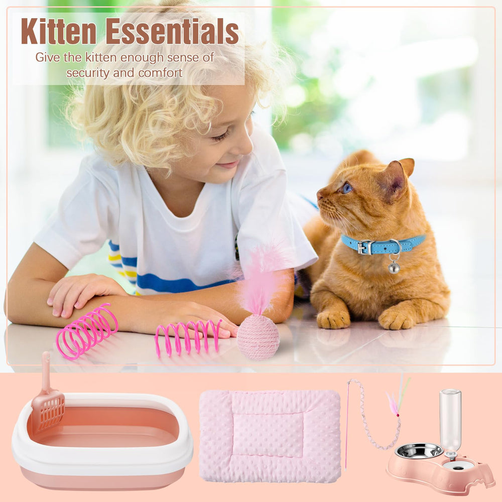 Eccliy kitten starter kit pink cat collar offers safe, adjustable style.