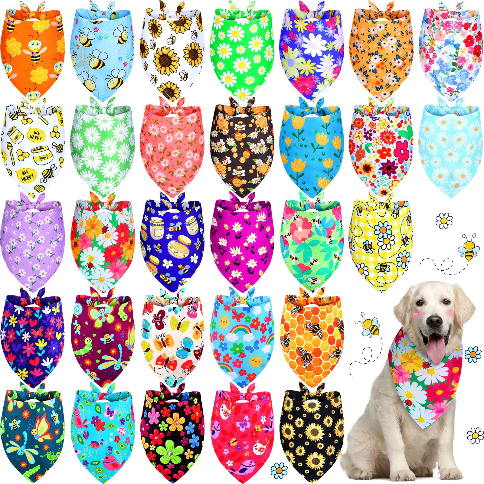 Eccliy spring dog bandana with floral pattern for everyday wear and cute photos