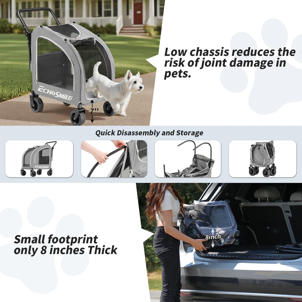 EchoSmile stroller supports up to 135 lbs for larger companions.