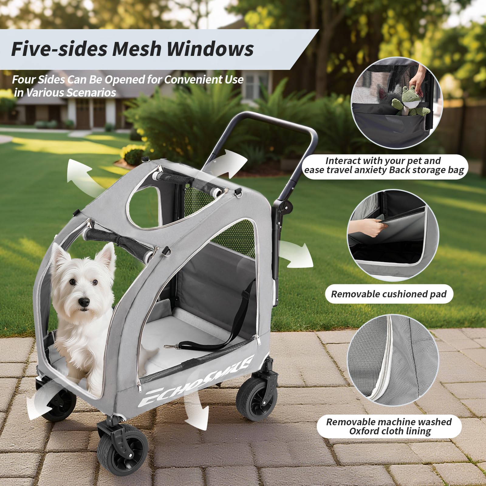 EchoSmile Pet Stroller removable pad for quick cleaning.