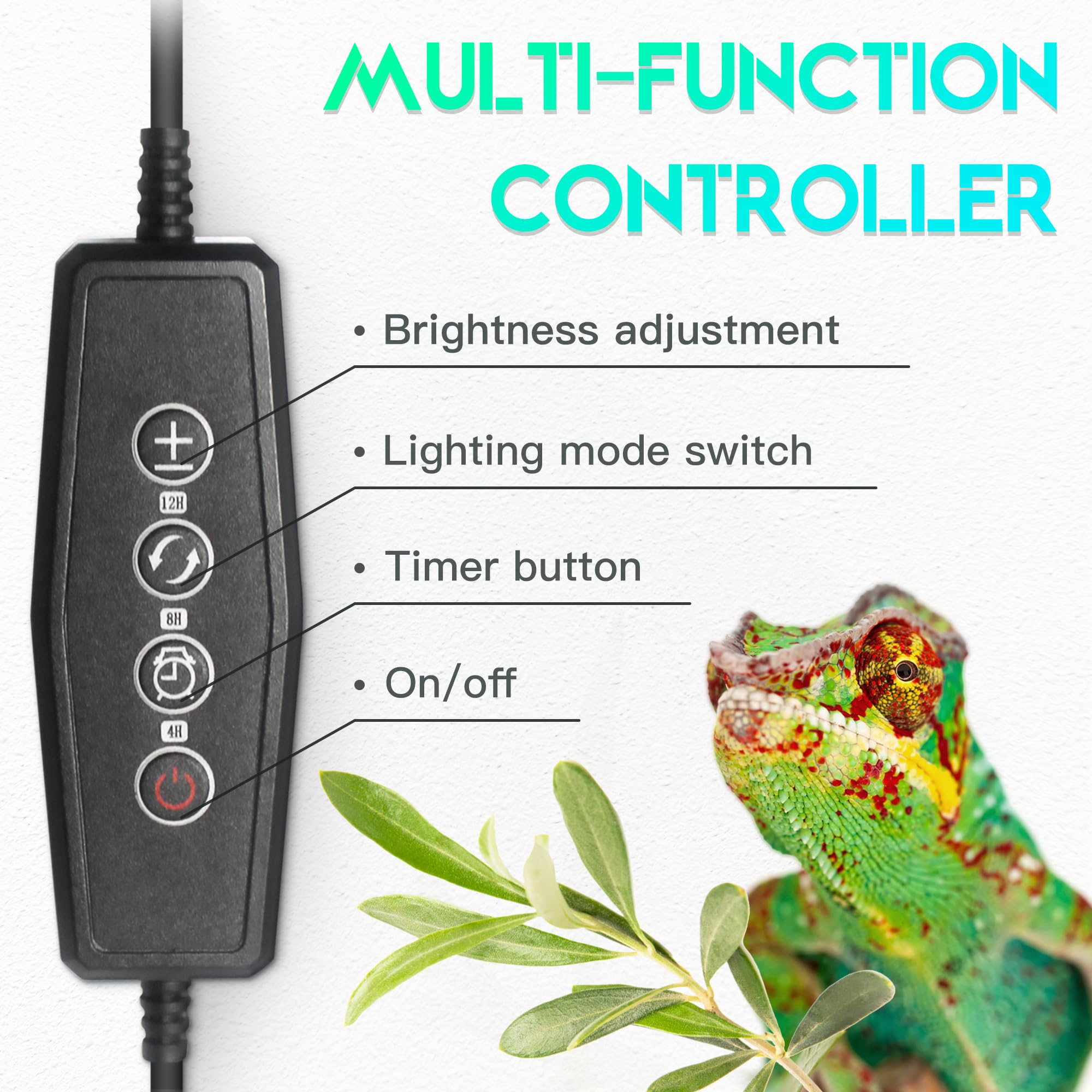 Eckpo Dimmable LED Reptile UVB Lamp compatibility; gecko, tortoise, turtle setups.