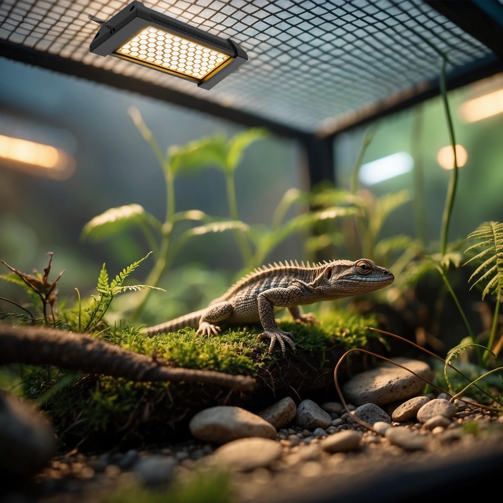 Eckpo Dimmable LED Reptile UVB Lamp installation guide; simple setup tips.