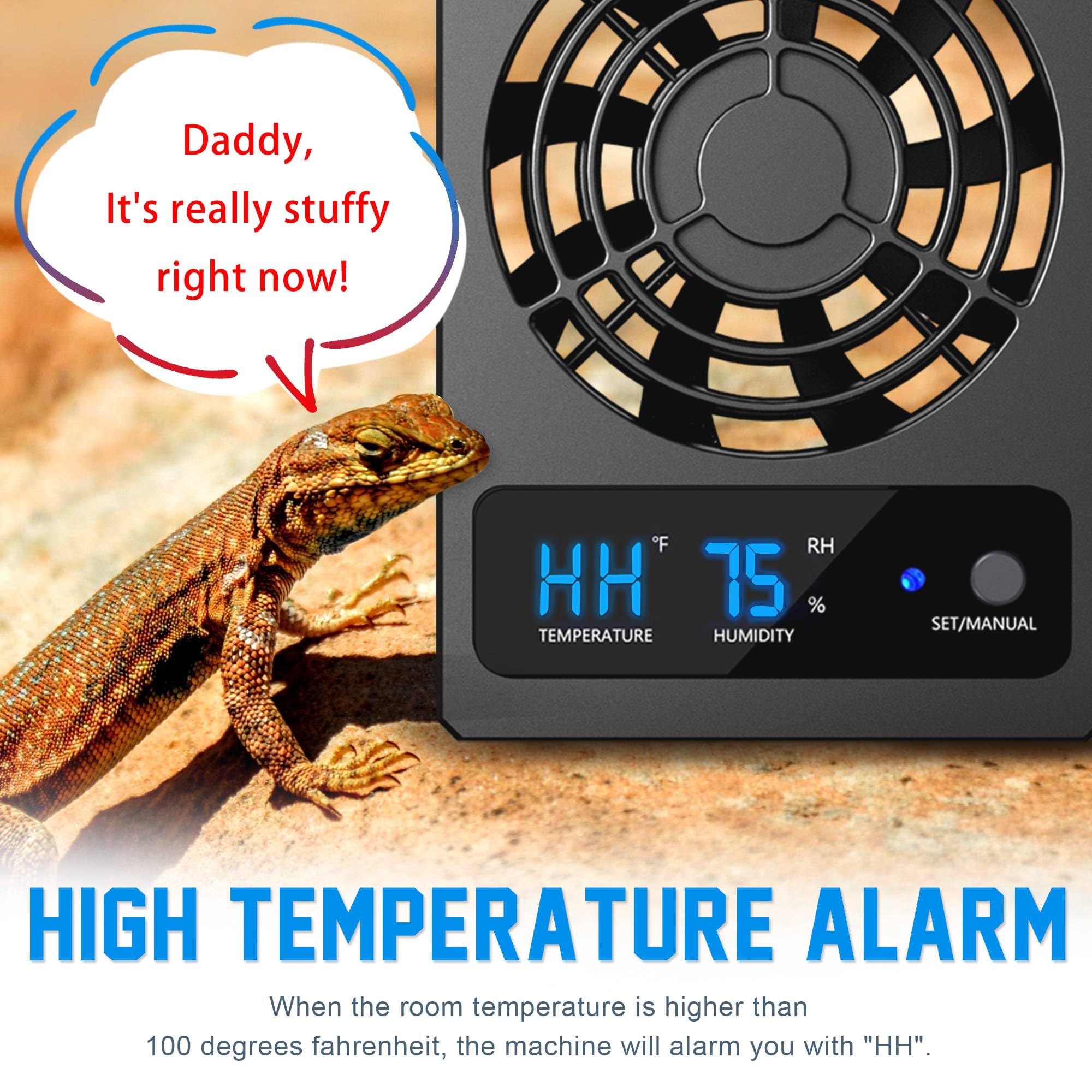 Eckpo high-temperature alarm display alerts if temperatures spike in the habitat.