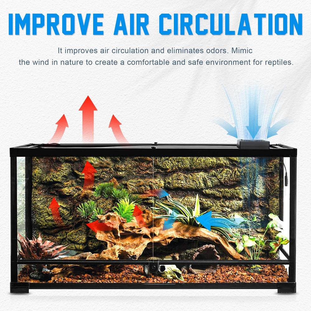 Eckpo reptile ventilation fan enhances airflow for healthier habitats.