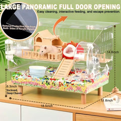 Ecleng hamster cage accessories with wooden house and bowls for easy setup