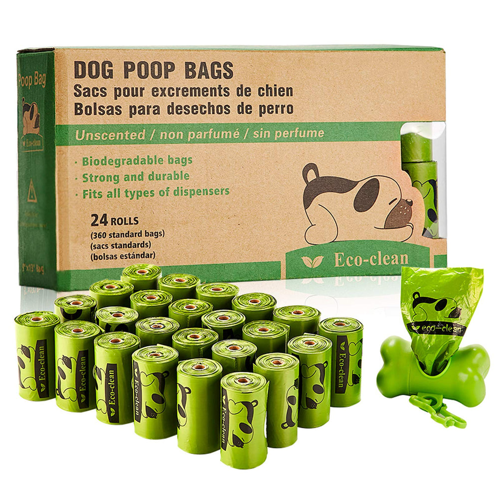 ECO-CLEAN dog poop bags roll with dispenser for quick, easy cleanup on walks