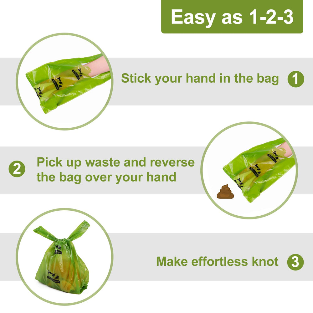 Eco-Clean Poop Bags with handles for easy knotting and sealing