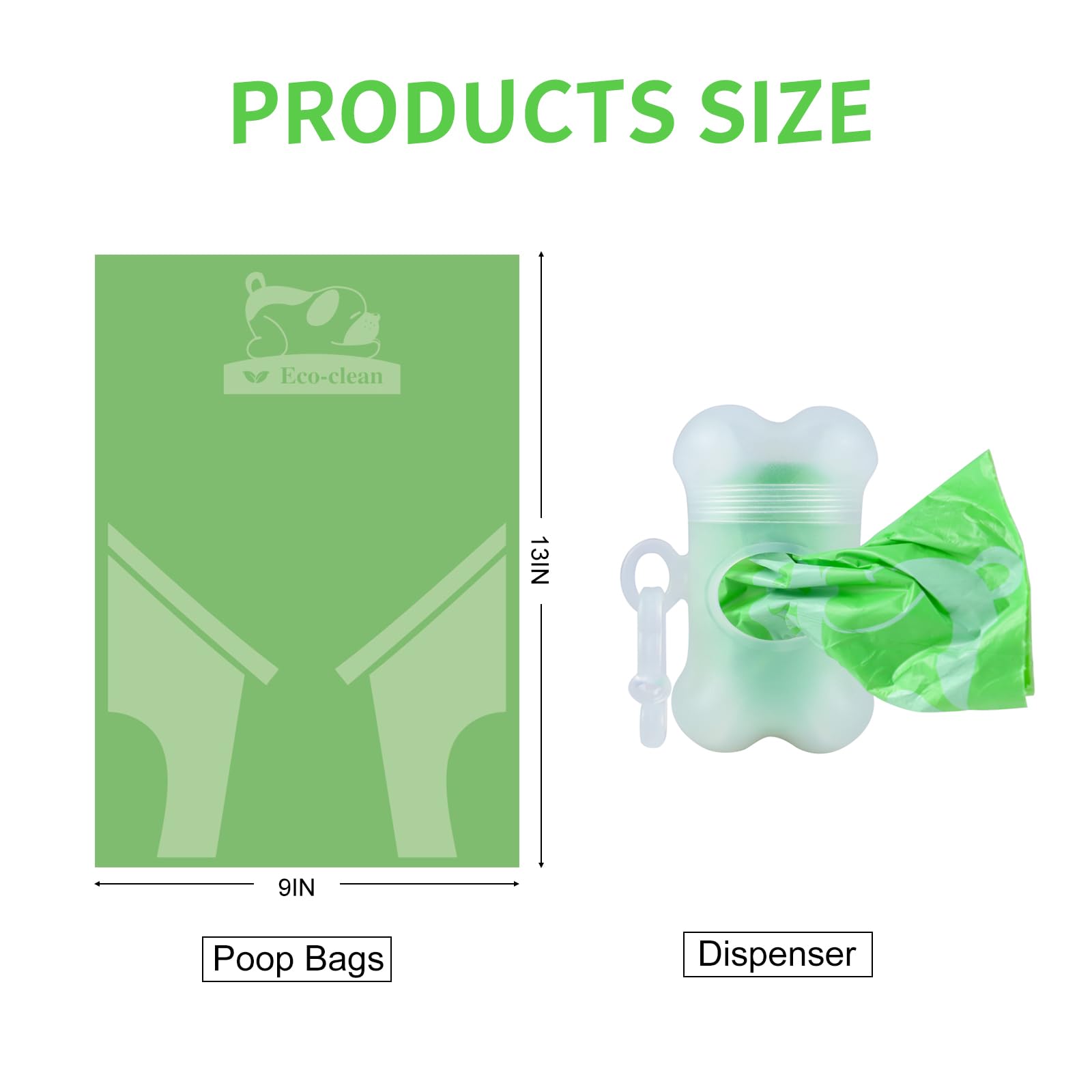 ECO-CLEAN unscented bags sized 13x9 for versatile use.