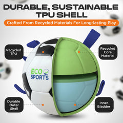 BPA-free dog toy by Eco Sports, durable blue ball for outdoor play.