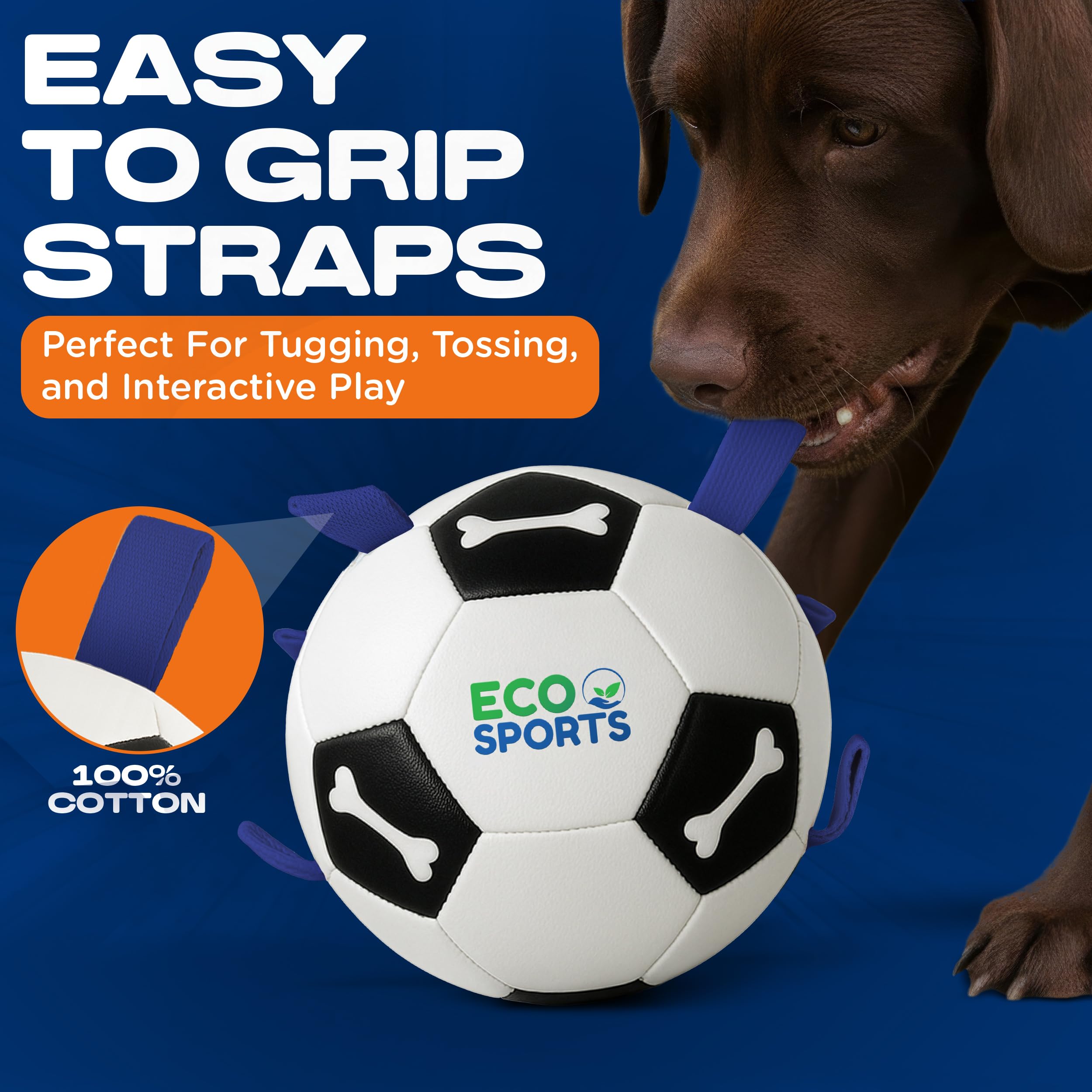 Textured surface close-up shows durable construction of Eco Sports ball.