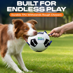 Eco Sports Big Dog Soccer Ball with cotton straps for easy pickup.