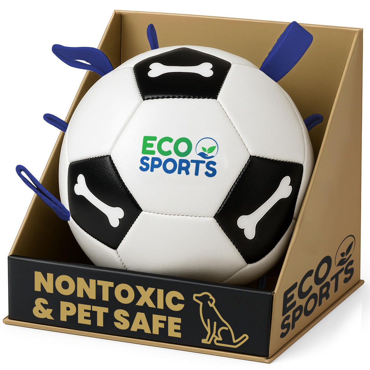 Eco Sports Big Dog Soccer Ball in blue, full view for outdoor fetch.
