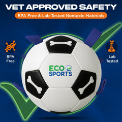 Close-up of recycled TPU shell on Eco Sports ball in blue.