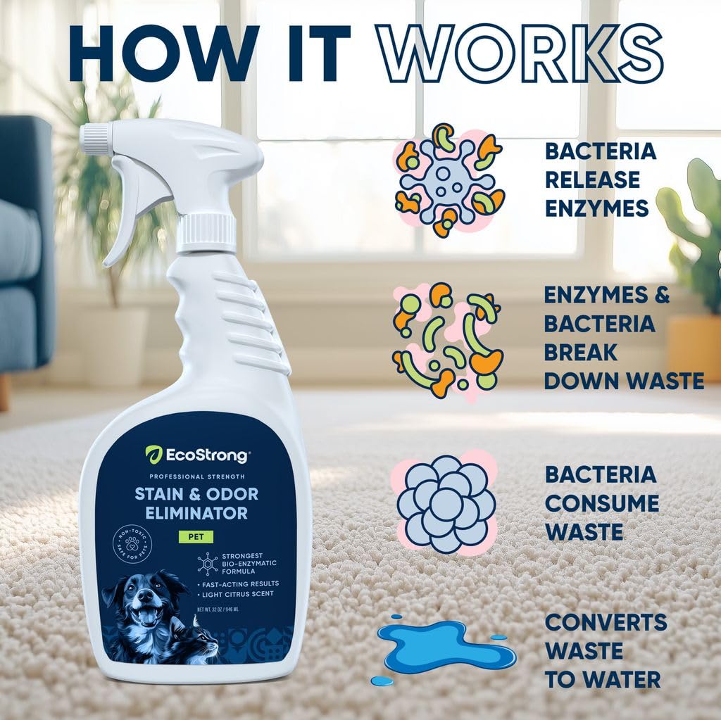 Eco Strong bedding prewash use removes odors from pet bedding before washing