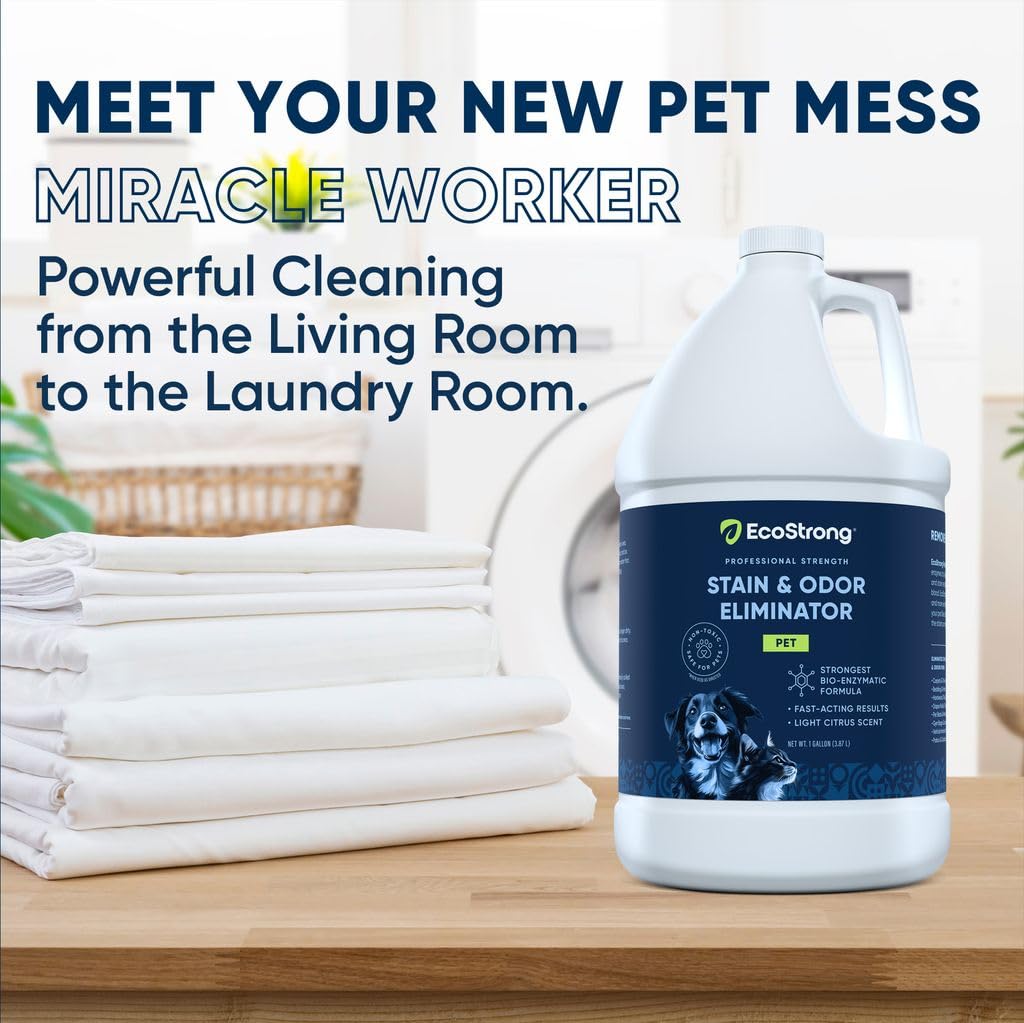 Eco Strong Carpet Odor and Stain Removal supports fresh carpets and area rugs.