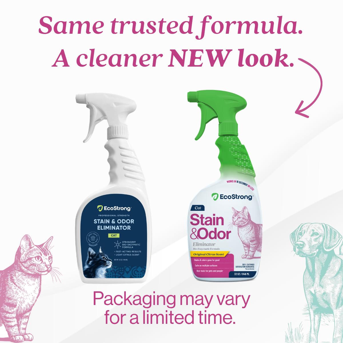 Eco Strong spray nozzle shows easy application for quick odor neutralizing between cleanings