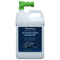 Eco Strong Outdoor Odor Eliminator bottle with sprayer reducing pet urine odors outdoors