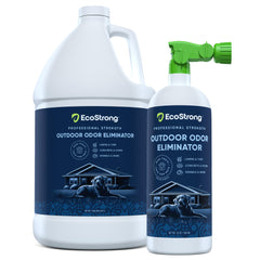 Eco Strong Outdoor Odor Eliminator bottle pour for quick outdoor odor neutralization on surfaces