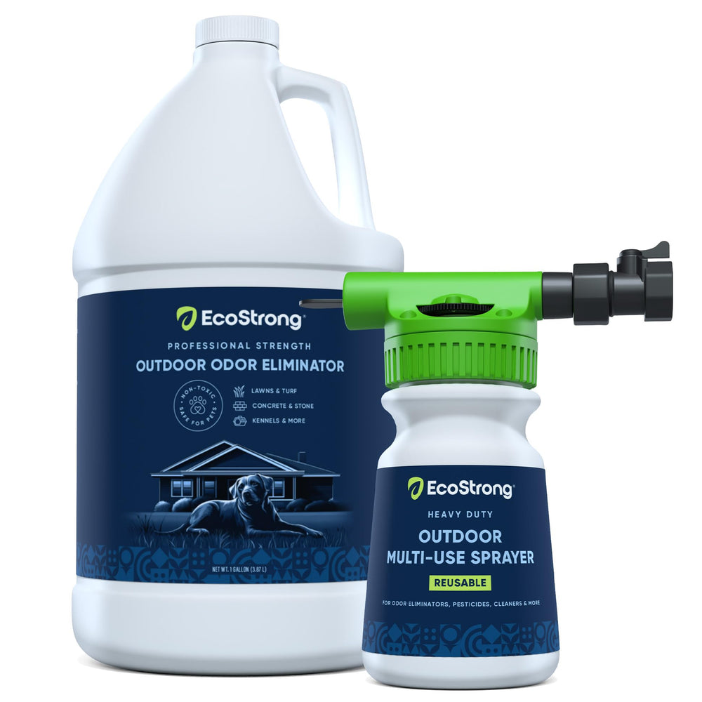 Eco Strong Outdoor Odor Eliminator bottle ready for quick outdoor odor control.