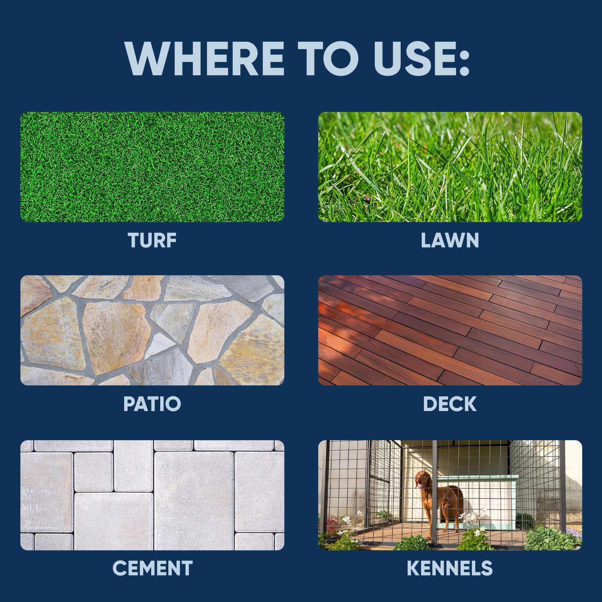Eco Strong Outdoor Odor Eliminator spray on grass and dirt surfaces reduces smells.