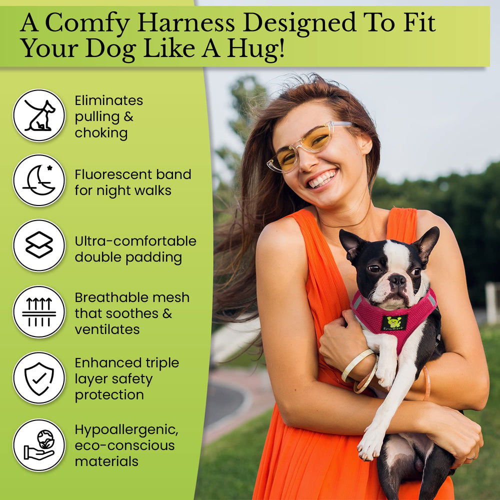 EcoBark double padded pink harness close-up showing plush cushioning