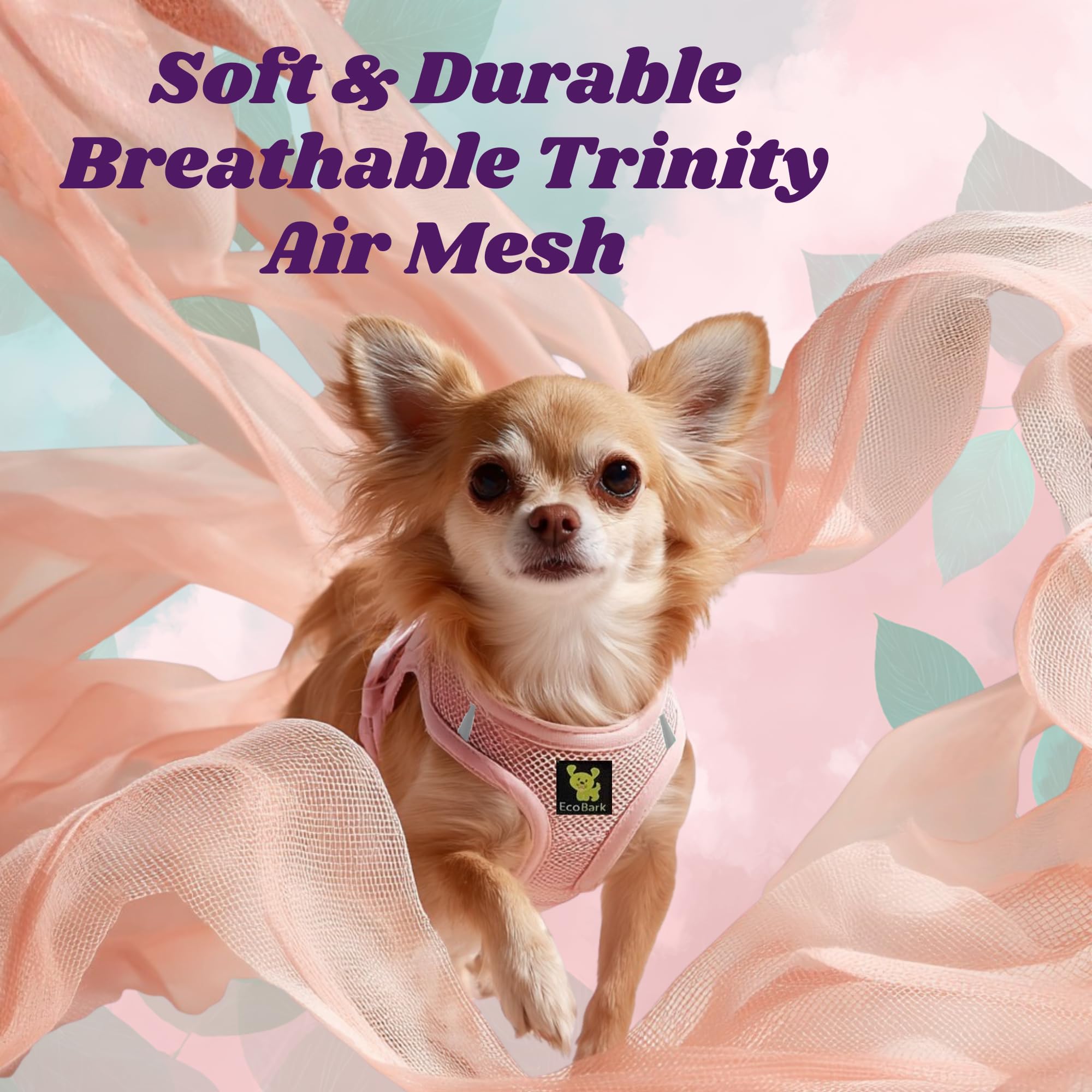 EcoBark mesh vest pink for small breeds, breathable comfort.