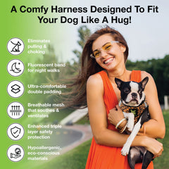 EcoBark Step in harness double-layer mesh provides breathable comfort.