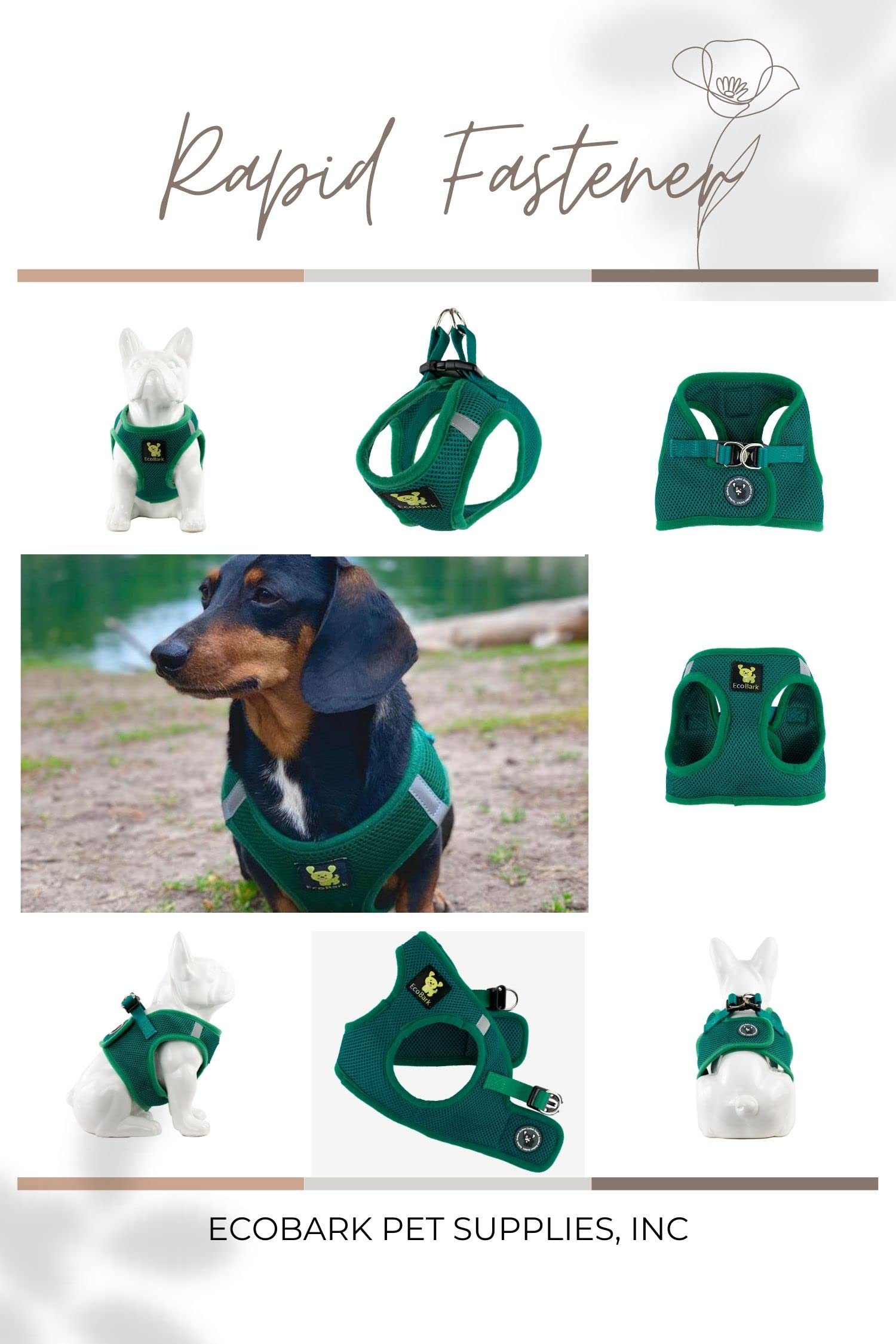 EcoBark Step in harness adjustable straps for tiny dogs
