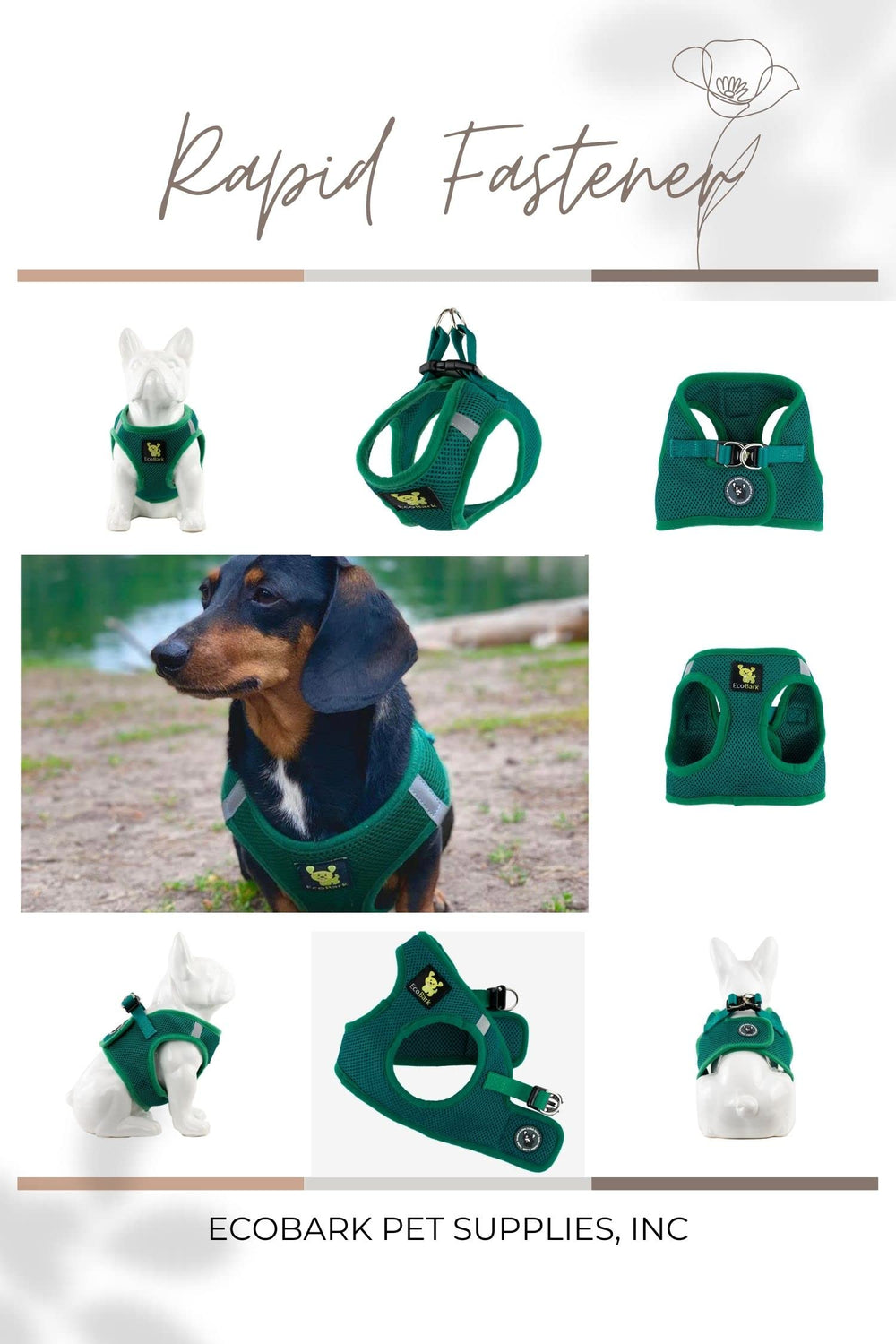 EcoBark Step in harness adjustable straps for tiny dogs