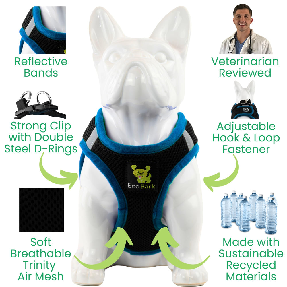 EcoBark Step In Harness reflective strip enhances visibility during dusk walks.