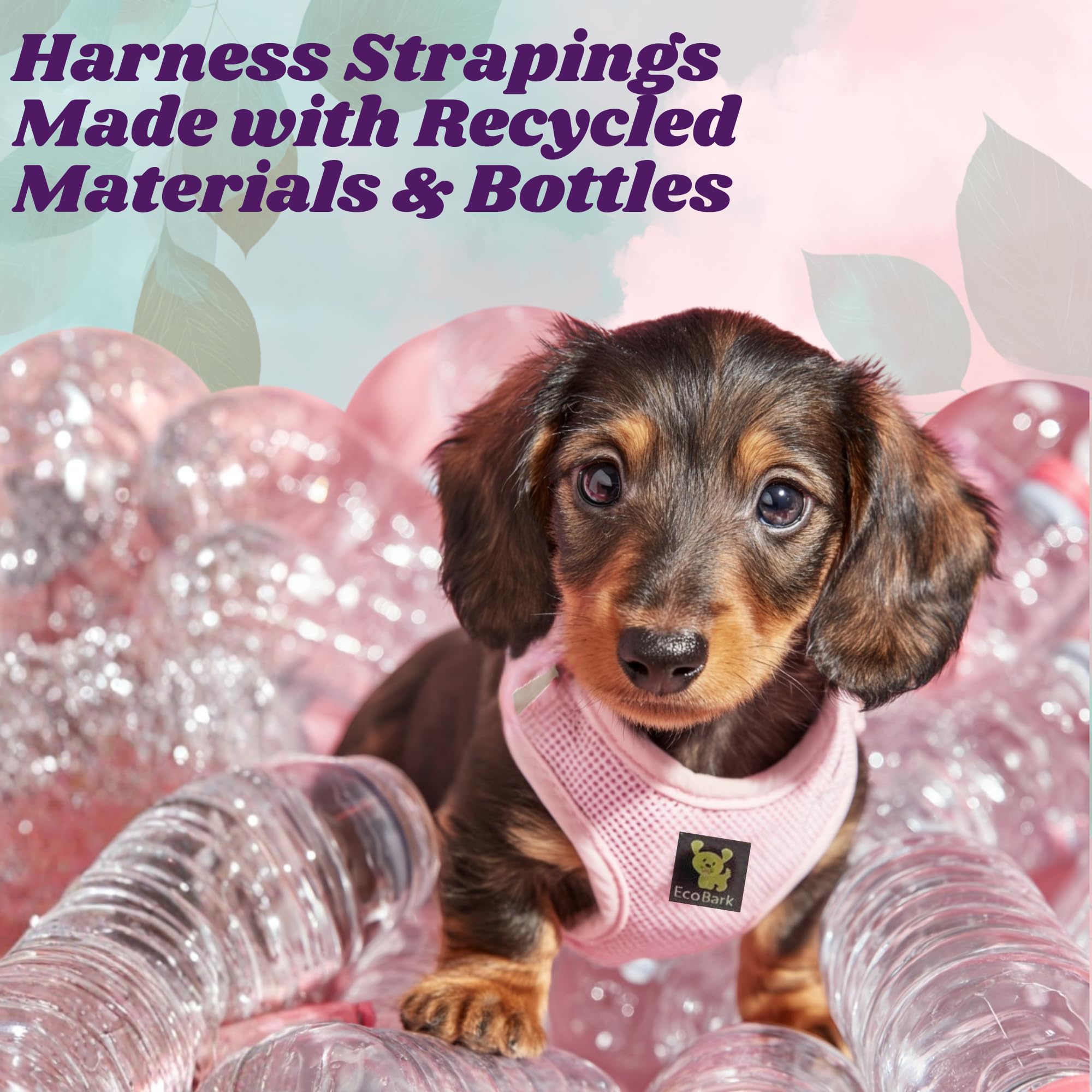EcoBark Teacup Harness pink adjustable straps for a perfect tiny-dog fit.