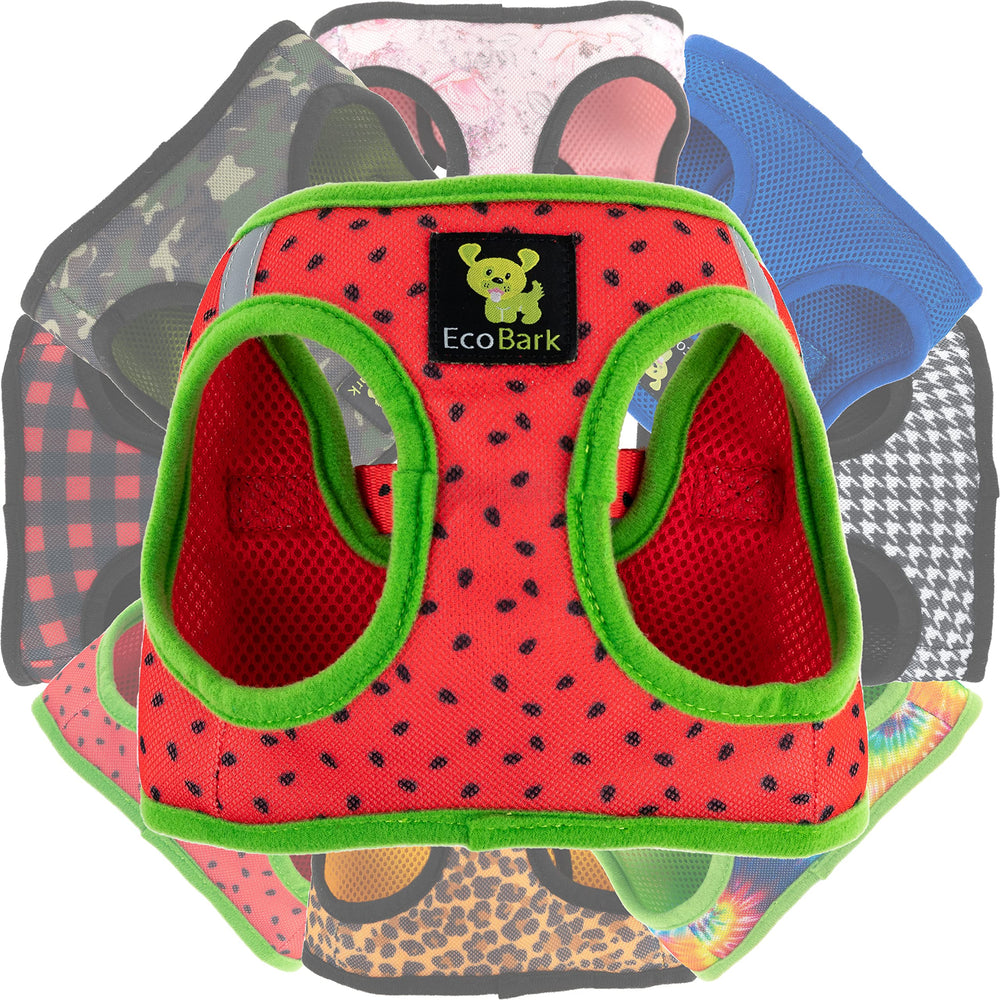 EcoBark watermelon harness sizing guide helps achieve a secure, comfortable fit.