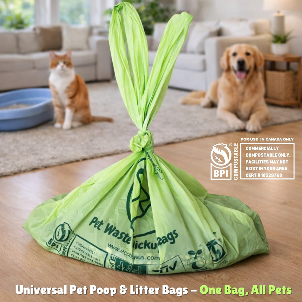 Bags with tie handles ready for easy scooping and sealing