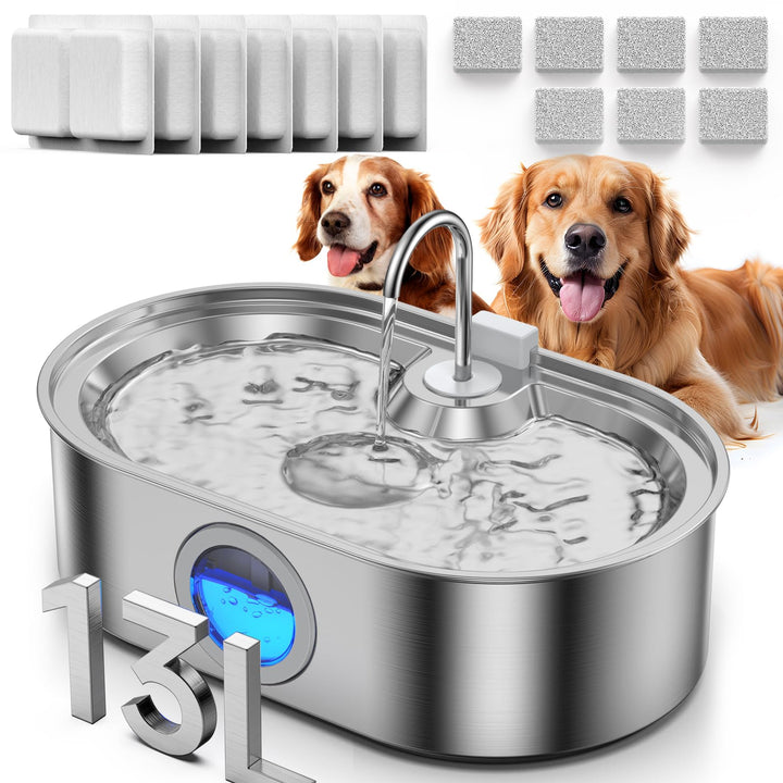 ECOCONUT 13L dog fountain with extended capacity for less refills.