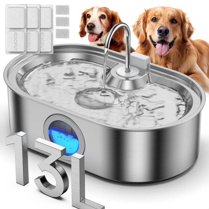 ECOCONUT 3.4 Gal dog fountain with large capacity for longer intervals between refills