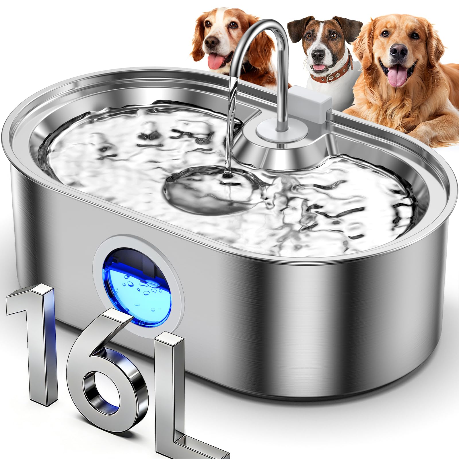 ECOCONUT 4-2gal dog water fountain with ample capacity for multiple large dogs