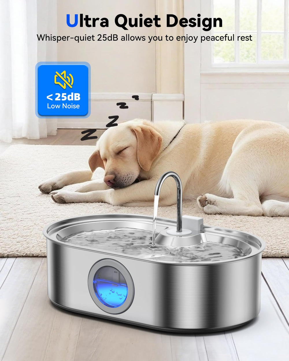 ECOCONUT four-layer filtration keeps water fresher between changes.