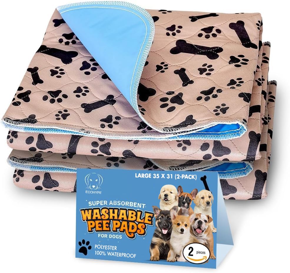 ECOHYPE large pee pad top view with paw pattern for comfortable training.