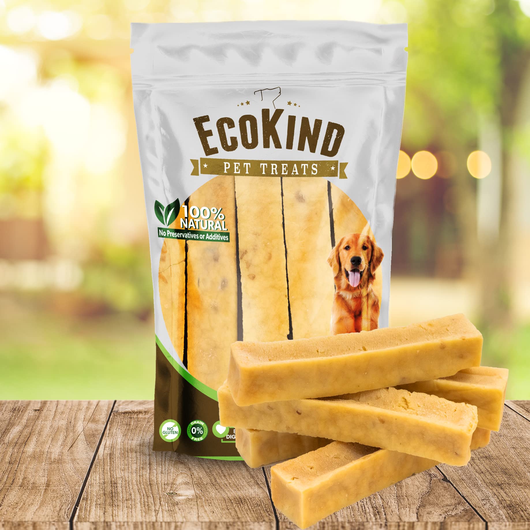 EcoKind organic yak cheese dog chew ancient Himalayan recipe.