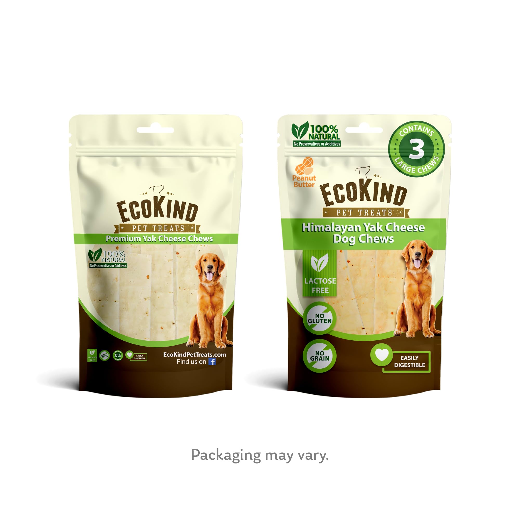 Bag of EcoKind Premium Gold Yak Cheese Himalayan chews on display
