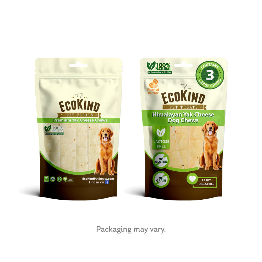 Bag of EcoKind Premium Gold Yak Cheese Himalayan chews on display
